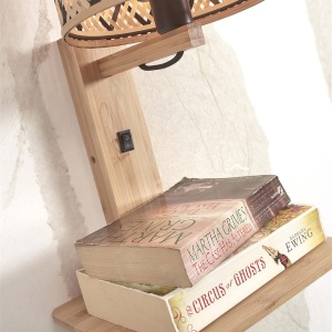 Aplica de perete eco din bambus cu polita Java shelf nat/18x15, bl/nat - Img 2