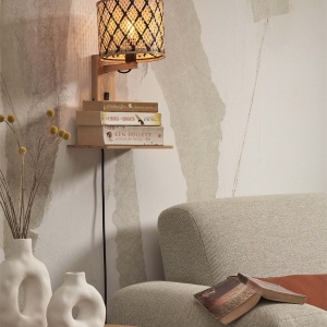 Aplica de perete eco din bambus cu polita Java shelf nat/18x15, bl/nat - Img 8