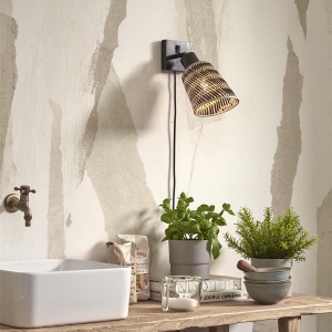 Aplica de perete eco din bambus Java bl/15x17, bl./nat 213131 universul-luminii.ro