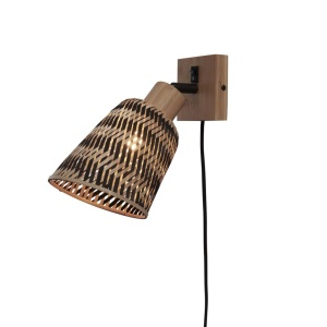Aplica de perete eco din bambus Java nat/15x17, bl./nat - Img 1