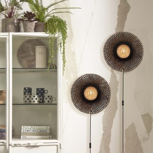 Aplica de perete eco din bambus Kalimantan 44cm nat/bl 178281 universul-luminii.ro