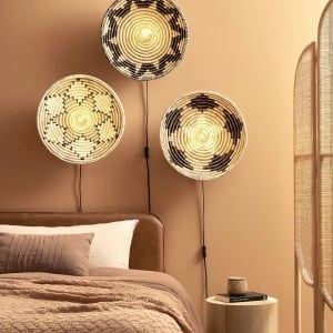 Aplica de perete eco din iarba de mare Andros, negru/natur/alb 218081 universul-luminii.ro