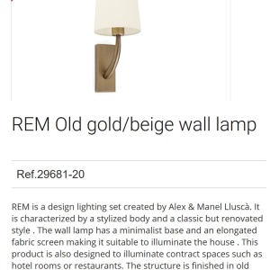 Aplica de perete eleganta design clasic REM auriu/bej 91761 universul-luminii.ro
