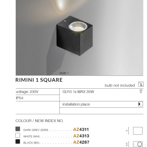Aplica de perete exterior ambientala IP54 RIMINI 1 SQUARE WH 97111 universul-luminii.ro