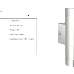 Aplica de perete exterior dubla IP54 Tin Maxi aluminiu 21519929 NL 65731 universul-luminii.ro