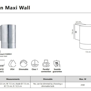 Aplica de perete exterior IP54 Tin Maxi Galvanized 221201 universul-luminii.ro