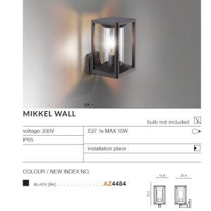 Aplica de perete exterior IP65 MIKKEL 97231 universul-luminii.ro
