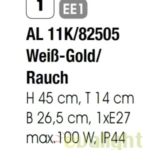 Aplica de perete exterior stil clasic IP43 Puchberg AL 11K/82505 weiß-gold/rauch OR 58031 universul-luminii.ro