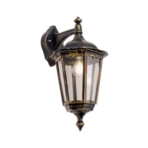 Aplica de perete exterior stil clasic IP43 Puchberg AL 11K/82571 schwarz-gold/rauch OR