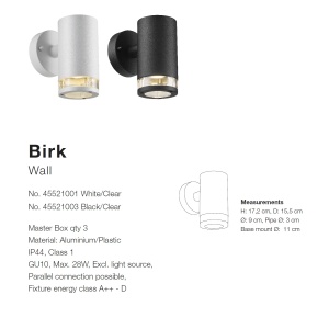 Aplica de perete exterior stil modern Birk I neagra 45521003 NL 72861 universul-luminii.ro