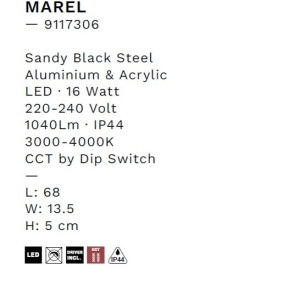 Aplica de perete LED baie IP44 MAREL negru - Img 7
