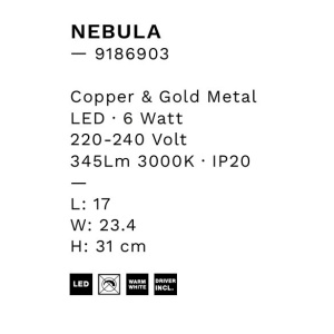 Aplica de perete LED design ambiental deosebit Nebula auriu 147771 universul-luminii.ro