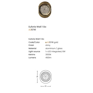 Aplica de perete LED design decorativ EUFORIA auriu - Img 2