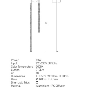 Aplica de perete LED design modern SCONCE H-60cm 151921 universul-luminii.ro