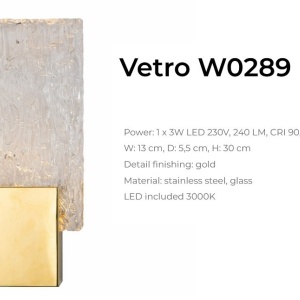 Aplica de perete LED design modern Vetro Brushed Gold 151301 universul-luminii.ro