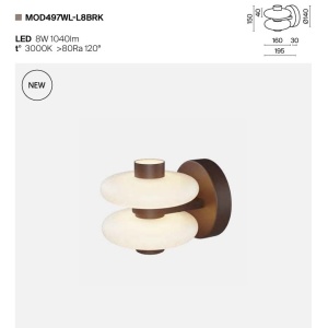 Aplica de perete LED metal maro, sticla Nuvem - Img 7