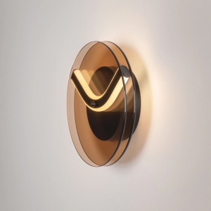 Aplica de perete LED metal negru cu sticla champagne, HALLEY - Img 5