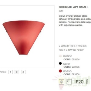 Aplica de perete moderna, COCKTAIL AP1 SMALL rosu 093208 67981 universul-luminii.ro