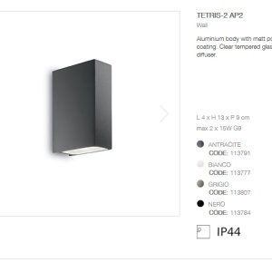 Aplica de perete moderna de exterior cu protectie IP44 TETRIS-1 AP2 antracit 113791 66241 universul-luminii.ro