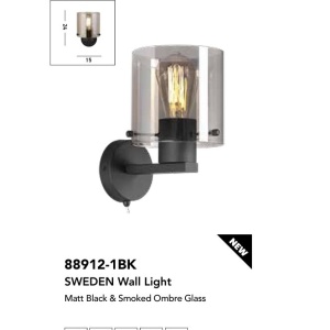 Aplica de perete moderna Sweden 1L negru, fumuriu 157571 universul-luminii.ro