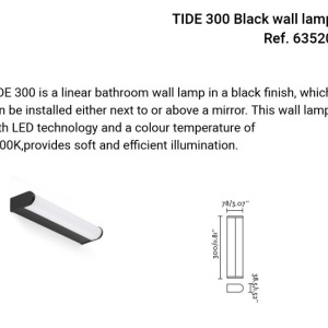 Aplica de perete / oglinda baie IP44 TIDE 300, negru 239021 universul-luminii.ro