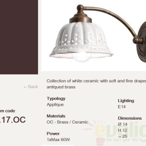 Aplica de perete rustic fabricat manual diam. 14cm Anita 061.17.OC 53901 universul-luminii.ro