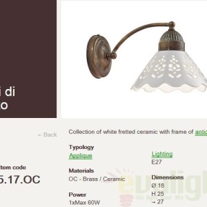 Aplica de perete rustic fabricata manual diam.18cm Fiori di Pizzo 065.17.OC 53941 universul-luminii.ro
