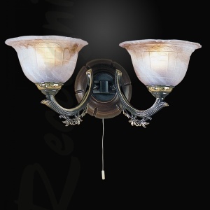 Aplica de perete rustica design italian din alama cu lemn 2801 105651 universul-luminii.ro