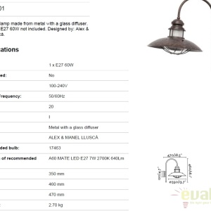 Aplica de perete rustica Winch II 66201 59701 universul-luminii.ro