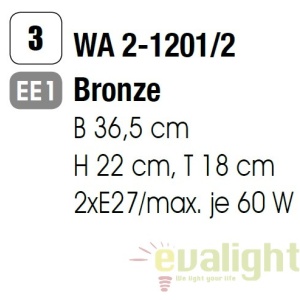 Aplica de perete stil clasic Rocca WA 2-1201/2 bronze OR - Img 3