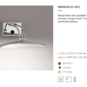 Aplica de perete tablou, oglinda de baie MIRROR-20 AP2 CROMO 017334 45731 universul-luminii.ro
