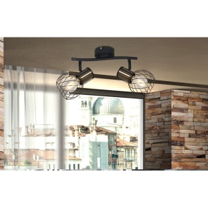 Aplica de perete / tavan cu 2 spoturi design industrial ARGUSTO negru, auriu 114171 universul-luminii.ro