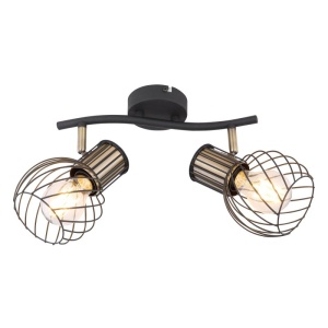 Aplica de perete / tavan cu 2 spoturi design industrial ARGUSTO negru, auriu 210581 universul-luminii.ro
