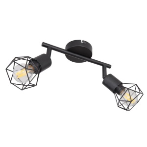 Aplica de perete / tavan cu 2 spoturi design industrial XARA I negru 114101 universul-luminii.ro