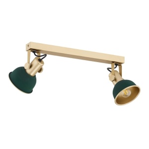 Aplica de perete / tavan cu 2 spoturi directionabile design modern Lenora auriu, verde 124881 universul-luminii.ro