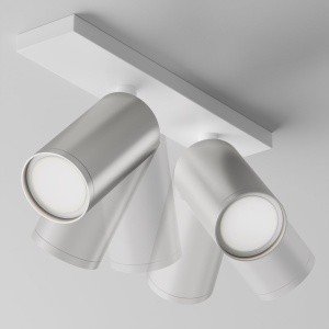 Aplica de perete / tavan cu 2 spoturi directionabile design tehnic Focus S alb, argintiu 55351 universul-luminii.ro