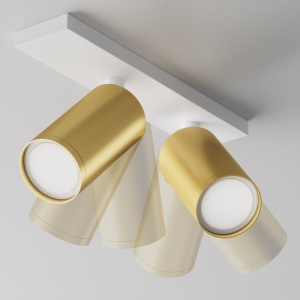 Aplica de perete / tavan cu 2 spoturi directionabile design tehnic Focus S alb, auriu mat 67231 universul-luminii.ro