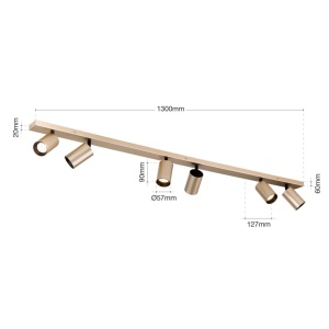 Aplica de perete/tavan cu Spoturi stil minimalist modern SEAN 6L auriu 215541 universul-luminii.ro