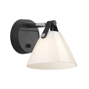 Aplica design nordic STRAP negru/ sticla alba 46241003 DFTP - Img 1