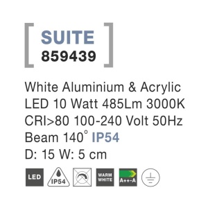 Aplica LED ambientala de exterior IP54 SUITE alba NVL-859439 79081 universul-luminii.ro