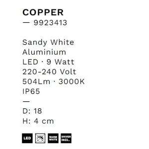 Aplica LED ambientala iluminat exterior IP65 COPPER D-18cm 229691 universul-luminii.ro