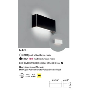 Aplica LED ambientala NASH 8W neagra 62821 89861 universul-luminii.ro