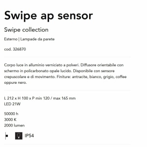 Aplica LED cu senzor de miscare pentru exterior IP54 Swipe ap gri 143551 universul-luminii.ro