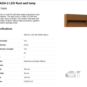 Aplica LED de exterior ambientala IP54 GRADA-2 / 6W maro 65271 universul-luminii.ro
