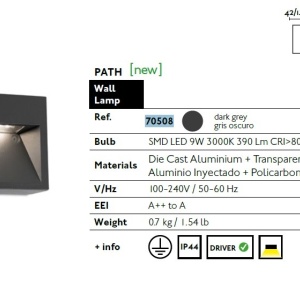 Aplica LED de exterior IP44 iluminat ambiental PATH gri 57501 universul-luminii.ro