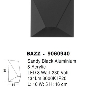 Aplica LED de perete design minimalist Bazz negru 115901 universul-luminii.ro