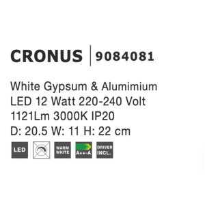 Aplica LED de perete design modern Cronus gips alb NVL-9084081 - Img 7