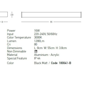 Aplica LED de perete pentru baie design liniar Brand negru 154161 universul-luminii.ro