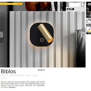 Aplica LED design modern Biblos negru, auriu - Img 5