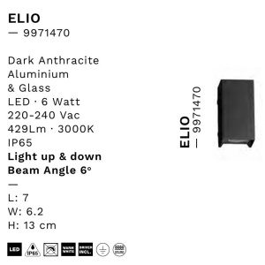 Aplica LED exterior iluminat sus si jos IP65 ELIO antracit 250281 universul-luminii.ro